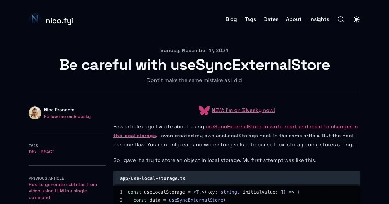 Be careful with useSyncExternalStore
