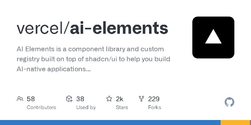 GitHub - vercel/ai-elements: AI Elements is a component library and custom registry built on top of shadcn/ui to help you build…
