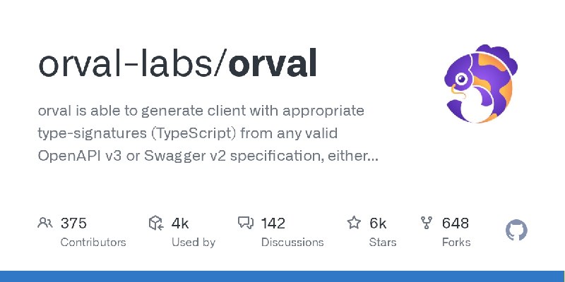 GitHub - orval-labs/orval: orval is able to generate client with appropriate type-signatures (TypeScript) from any valid OpenAPI…