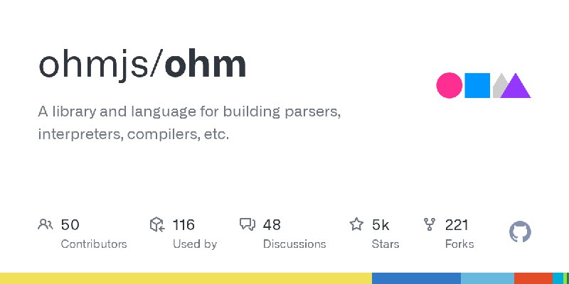 GitHub - ohmjs/ohm: A library and language for building parsers, interpreters, compilers, etc.