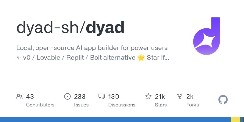 GitHub - dyad-sh/dyad: Local, open-source AI app builder for power users ✨ v0 / Lovable / Replit / Bolt alternative 🌟 Star if you…