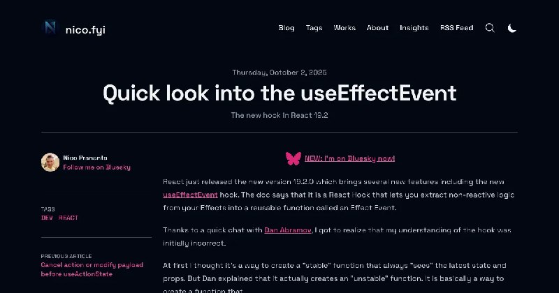 Quick look into the useEffectEvent