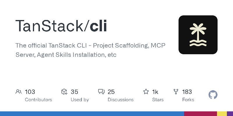 GitHub - TanStack/cli: The official TanStack CLI - Project Scaffolding, MCP Server, Agent Skills Installation, etc