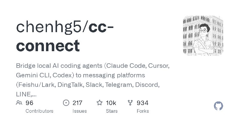 GitHub - chenhg5/cc-connect: Bridge local AI coding agents (Claude Code, Cursor, Gemini CLI, Codex) to messaging platforms (Feishu/Lark…