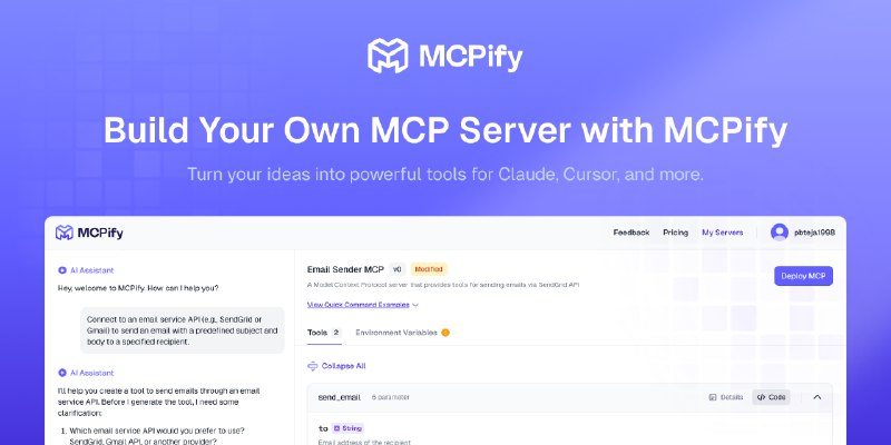 MCPify.ai: Build MCP Servers in Minutes – No Code!