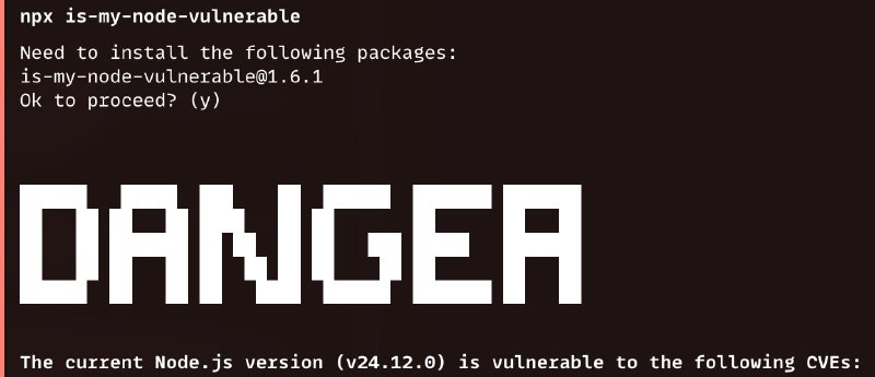 npx is-my-node-vulnerable 查当前 node 版本是否安全